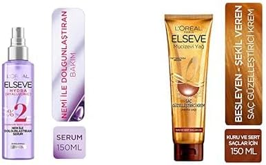 L'Oréal Paris Elseve Hydra (Hyaluronic) Nem ile Dolgunlaştıran Serum (150 ml) + L'Oréal Paris Elseve Mucizevi Yağ Saç Güzelleştirici Krem (150 ml) - Kuru ve Sert Saçlar İçin