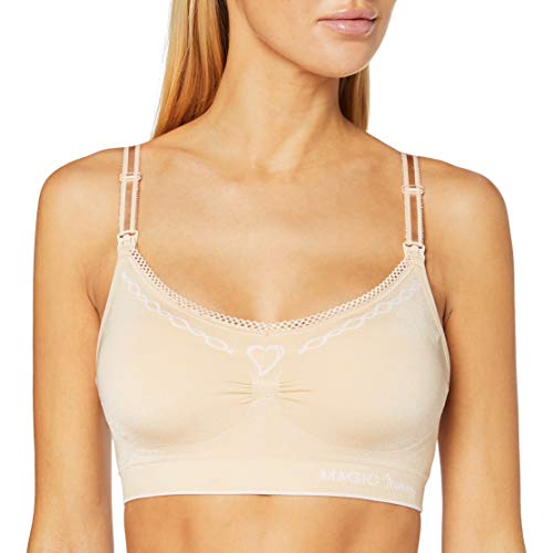 Magic Bodyfashion Fancy Mommy Nursing Bra Sujetador premamá, Multicolor (Latte/White 302), Small para Mujer Cover