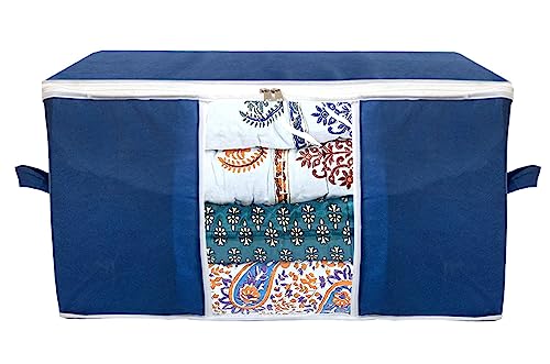 Kuber Industries Clothing Storage Bags, Under Bed Foldable Organizer, Store Blankets, Clothes With Transparent Window (Navy Blue) | Space-Saving Closet Storage Solution Kuber Industries Clothing Storage Bags, Under Bed Foldable Organizer, Store Blankets, Clothes With Transparent Window (Navy Blue) | Space-Saving Closet Storage Solution
