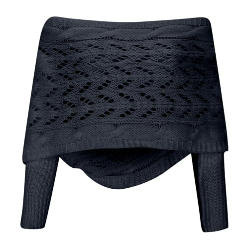 Scarf with Sleeves for Women Autumn Winter Hollow Lengthening Double Sleeve Shawl Casual Solid Color Wool Knitted Wrap3