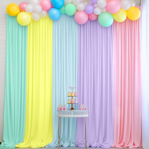 10x7ft Unicorn Backdrop Curtains - Magical Pastel Rainbow Party Background for Birthday, Baby Shower, Girls Event -Wrinkle-Free Fabric, Easy to Hang,Reusable Photography Backdrop Decoration