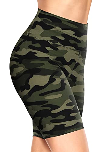 Tnnzeet 8" Buttery Soft Biker Shorts For Women – Print High Waisted Workout Yoga Athletic Shorts Army Green Camo #TOP4
