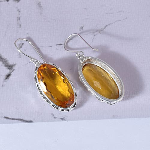 Pendientes de cuarzo amarillo plata 925 hipoalergénicos sin rojeces 3