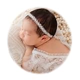 Ederafoto Newborn Photography Props Baby Photoshoots Pearl Headbands Girl Photo Posing Tieback (E Ivory)