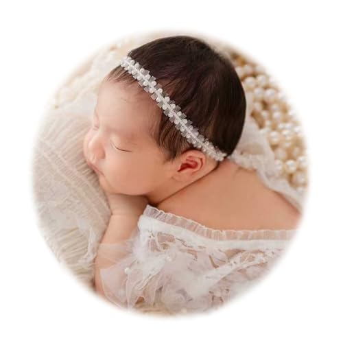 Ederafoto Newborn Photography Props Baby Photoshoots Pearl Headbands Girl Photo Posing Tieback (E Ivory)