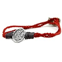 Sterling Silver Find Your Match Coin Charm Bracelet Jewelry Gift for Love & Finding Your Match on Red and Grey Macrame Bracelet - 7 Length for Women with Button Clasp