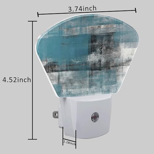 Image of Blue Grey Abstract Painting Night Light Plug into Wall, Art Painting Night Light with Dusk to Dawn Sensor for Kid Girls Boys Women Men Room, Hallway, Kitchen, Bathroom, Stairs Decor