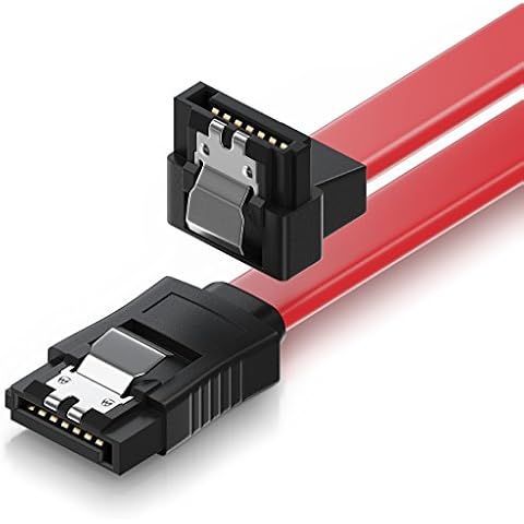 Cable de Datos SATA III deleyCON 30cm con Clip de Metal y Conector Tipo L Cover