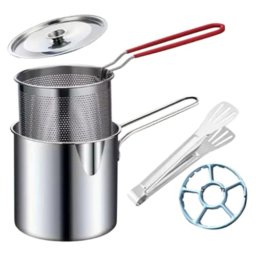 Minimal freidoras ollas con filtro extraíble 1 2 L capacidad acero inoxidable construcción patatas fritas sartén con cesta freír colador NET