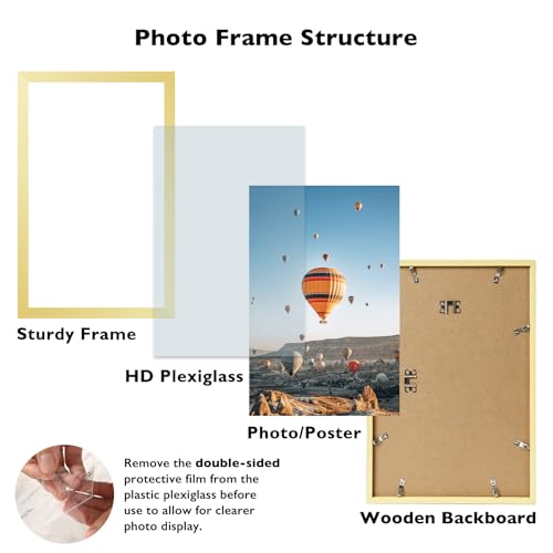 Image of JCJMY 13x22 Picture Frame Gold for Poster Photo Picture, Horizontal and Vertical Formats for Wall Hanging, 13 x 22 Wall Gallery Poster Photo Frame for 13 by 22 Photos Posters, Gold