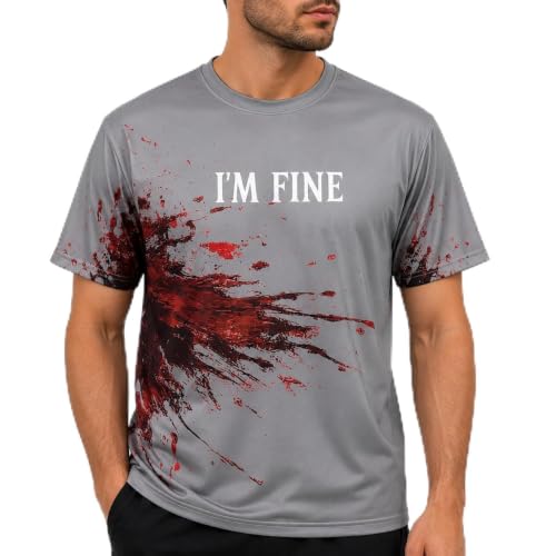 Funny Zombie Im Fine Shirt - Scary Halloween Shirts for Men (M) | I'm fine tshirt Mens Women horror t-shirt easy halloween costume tshirts for womens friend