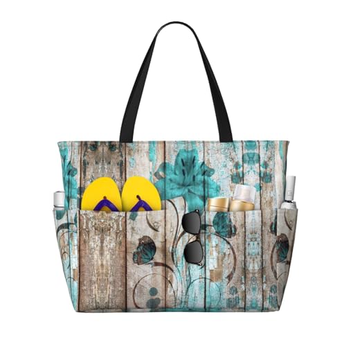 Sac de travail shopping imprimé fleur sarcelle grand sac cabas noir pour la ville