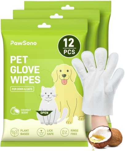 36PCS Hypoallergenic Pet Glove Wipes for Dogs & Cats - Quick Clean & Deodorizing Between Baths & Travel | Dog Washing Wipes for Fur, Butt, Paws, Eyes & Ears |Cat Cleaning Gloves for Grooming & Bathing