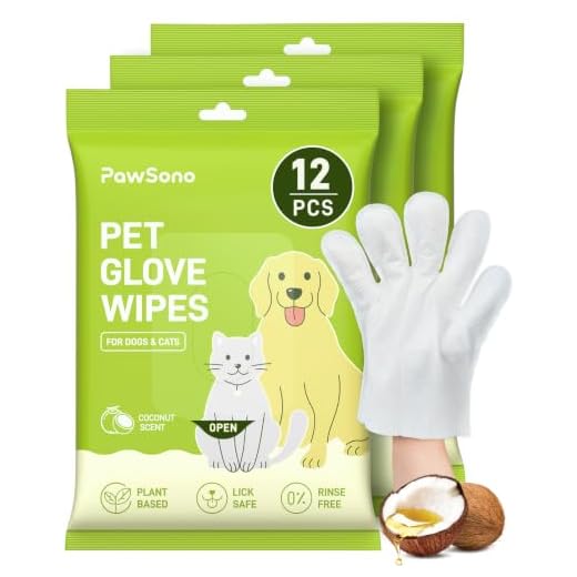 PawSono 36 Count Pet Wipes for Dogs & Cats, Glove Design, Coconut Scent