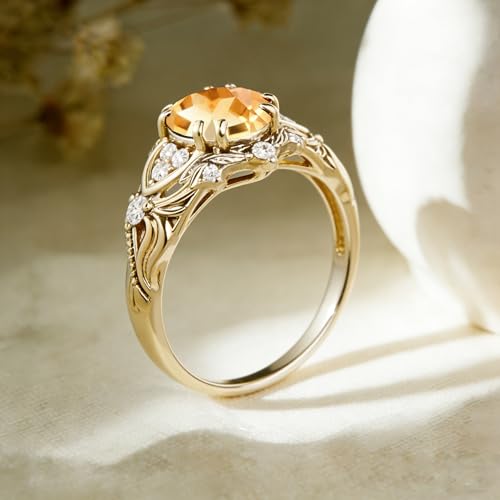 Image of Gemstone Vintage Rings for Women s925 Sterling Silver Round Cut 1.0 Carat Gemstone with Moissanite Promise Engagement Anniversary Ring for Her