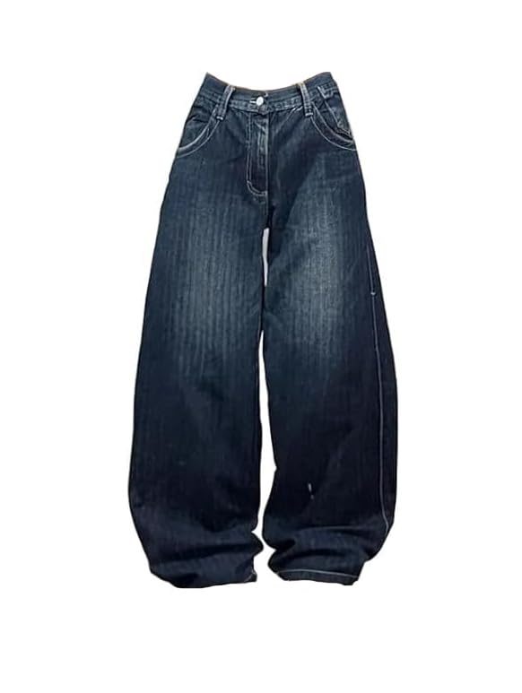 Gothic Wide Leg Jeans, Unisex High Waist Denim Pants with Skull Print, 90s Retro Streetwear Style2