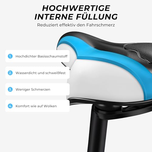 YOUNGDO Fahrradsattel, Gel Fahrradsitz, breiter, weicher, komfortabel atmungsaktiv stoßdämpfend, Ergonomisch Fahrrad Sattel mit wasserdichte Abdeckung