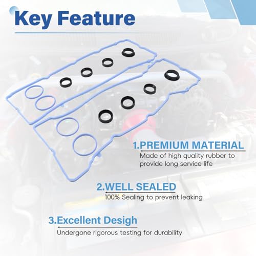 GZZTORES VS50805R Valve Cover Gasket Set, Compatible with Dodge 2011-2020 Avenger Challenger Durango Caravan Journey Ram ProMaster 1500 2500 3500, Grand Cherokee Wrangler Replace 5184596AE (VS50805R)