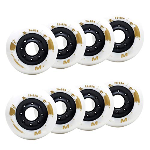 JHKJ Skate 72mm 76mm 80mm 85A PU Speed Inline Outdoor Roller Roller Rolling Wheels (Pack de 8 Routes) pour Speed Skate Scooter Roues de Remplacement pour Le Patinage,Blanc,72mm Cover
