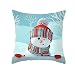 ANAZOZ Funda Cojin 40 x 40 Lino,Funda Poliéster Cojin Fundas Cojines Monigote de Nieve y Árboles Rojo Azul