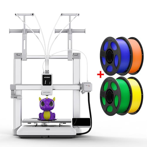 Anycubic Kobra X Impresora 3D Tamaño de Impresión 260 x 260 x 260mm y PLA Filamento 4KG con Carrete Desmontable Azul + Verde + Naranja + Amarillo