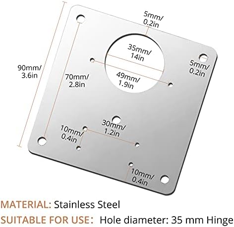 10 Pcs Hinge Repair Plate, Kamtop Cabinet Hinge Repair Brackets with Hole and 50 Screws, Stainless Steel Flat Fixing Brace Brackets Kitchen Door Hinge Repair Plate Kit for Furniture Cupboard Drawer