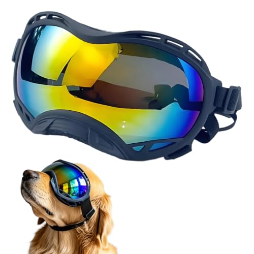 Dog Goggles for Large Breeds Anti-UV Sunglasses for Medium to Large Dogs, Windproof, Dustproof, Snowproof Eye Protection, Soft Frame Pet Goggles for Outdoor Activities (Colored Lens)