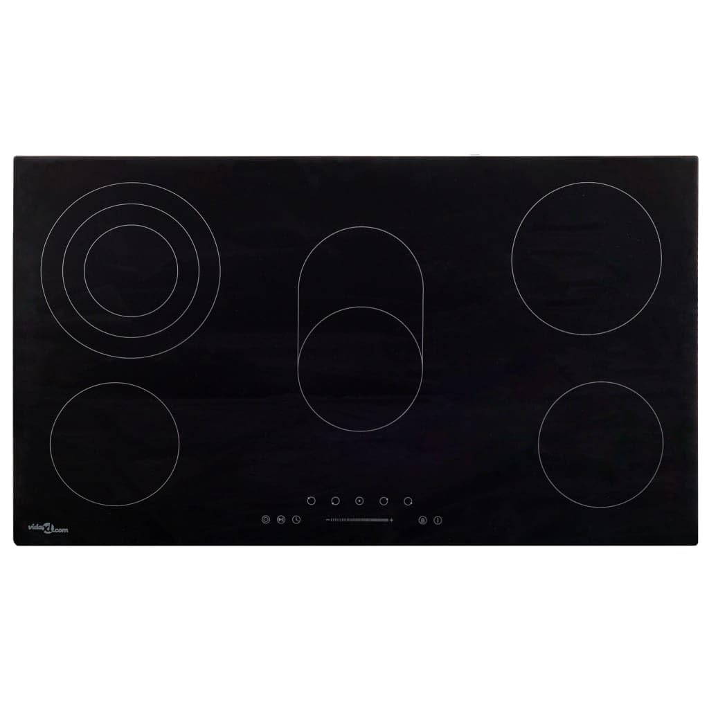 vidaXL Placa Vitrocerámica 5 Quemadores Control Táctil Cocina Inducción Eléctrica Empotrada Autosuficiente Instalación 77 cm 8500 W