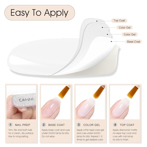 Image of CANNI 9ml Jelly White Gel Nail Polish, High Gloss UV LED Soak Off Gel