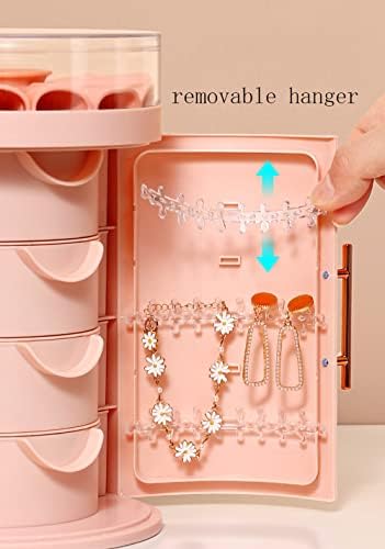 BeShiny Jewellery Box Organiser Large 5-Layer Jewelry Storage Case with Drawers for Earrings Necklace Rings Bracelets Watches, Light Weight Jewelry Gift Box for Girls Women (Pink)