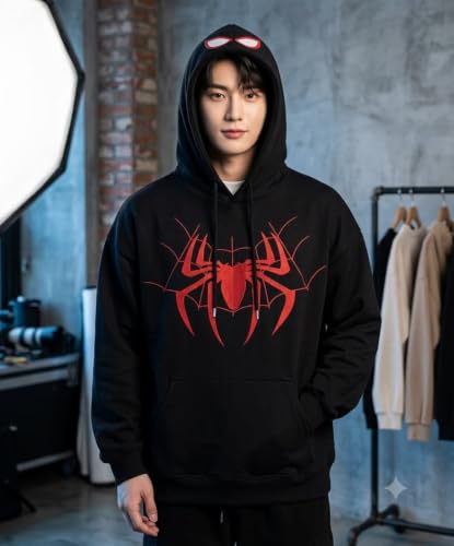 Buy Moonshine Unisex Adult Cotton Spider Cap Printed Purple Hoodie | Stylish and Trending Graphic Pullover Sweatshirt for Men (Medium) at Amazon.in - Image 4