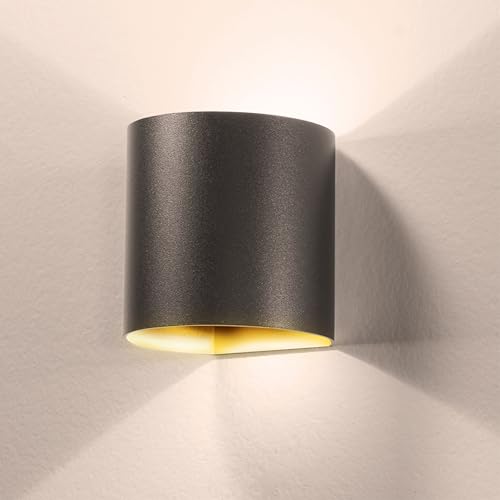ECO-LIGHT LED Außenwandleuchte Dodd, moderne Außenlampe aus Aluminium in Anthrazit, Wandlampe mit Up & Down Lichteffekt, wetterfeste Außenleuchte,6...