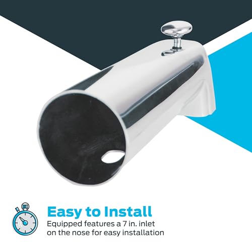EZ-FLO 7 Inch Zinc Bath Tub Diverter Spout, 1/2 Inch IPS Inlet, Chrome, 15072 - Thumbnail 5
