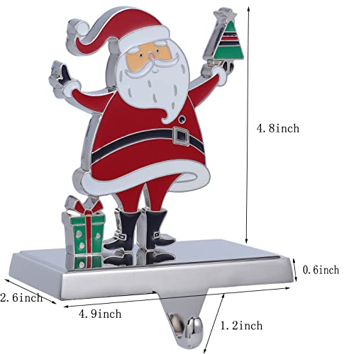 Kosmeey Christmas Stocking Holder Set Of 4 Metal Christmas Stocking Hangers For Fireplace-Xmas Deer Snowman Tree Santa Stocking Holder For Mantel,Mantel Hooks/Clips For Stocking Fireplace Topper #TOP2
