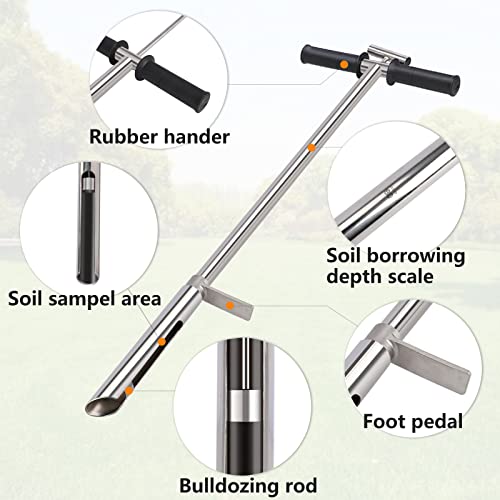 40 Inch Soil Sampler Probe, 304 Stainless Steel T-Style Soil Sampler Probe With Foot Pedal For Soil Sampling Farm/Agriculture/Plant Care/Garden (1 Meter) #TOP1