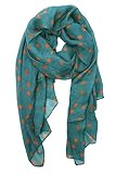 YOUR SMILE Ladies/Women's Lightweight Polka dots Print/Green Color mixture Shawl Scarf For Spring Summer season (Polka dots/Blackish Green)