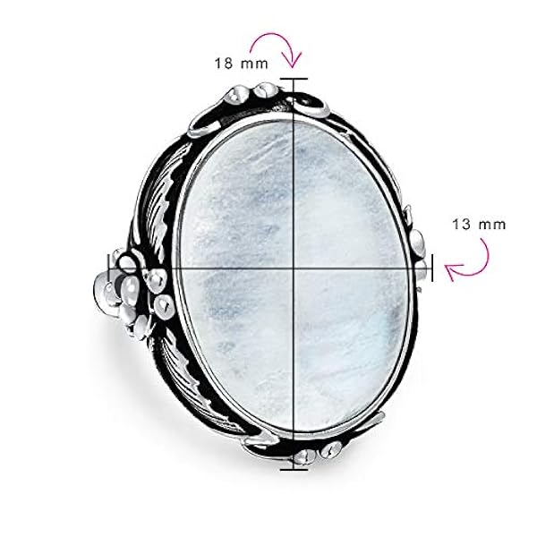 Bling Jewelry South Western Estilo Nativo Americano Hoja Grande Oval Gemstone Boho Turquesa Moonstone Declaración Anillo Joyería Occidental Para Mujeres .925 Plata De Ley