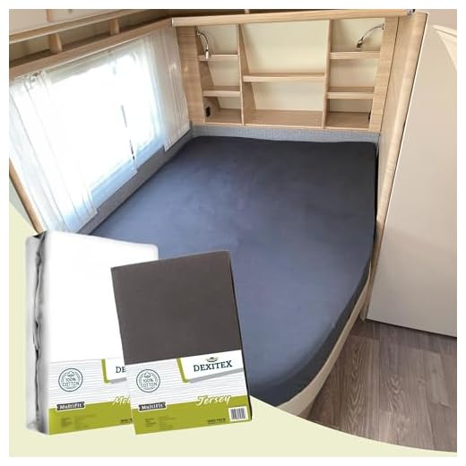 Dexitex - Spannbettlaken Wohnmobil- Queensbett - Antrazith- Bettlaken aus hochwertiger 100% Baumwolle -Oeko-TEX - Multi-Stretch - Spannbettlaken für Matratze Wohnmobile & Wohnwagen 9 Dexitex - Spannbettlaken Wohnmobil 2 teilig - 1 Spannbettlaken + Molton Matratzenschoner rechts (130-160cm x 200cm)- Französische Betten - für Wohnwagen Matratze - Oeko-TEX - 100% Baumwolle - Antrazit