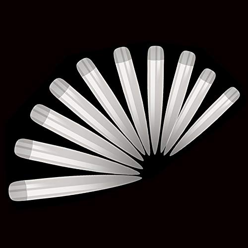 AORAEM Stiletto False Nail Natural Extra Long Sharp Nail Art Tips 12 Sizes 120 Pcs Acrylic Fake Nail (Natural Long Nail)