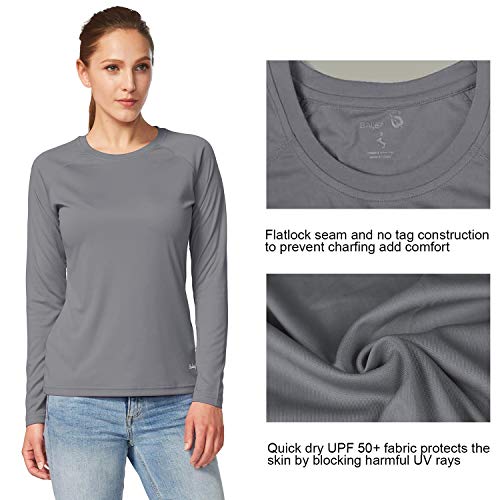 BALEAF Women's UPF 50+ Sun Protection T-Shirt SPF Long/Short Sleeve Dri Fit Lightweight Shirt Outdoor Hiking Charcoal Gray Size M