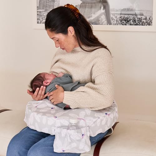 Image of My Brest Friend Original Nursing Pillow Cover - Slipcovers for Baby - Adjustable Fit, Easy Care, Durable - Original Nursing Pillow Not Included, Platinum Posies