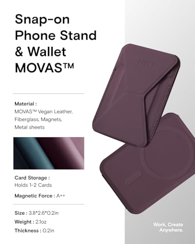 Image of MOFT Magsafe Wallet Stand Compatible with iPhone 16 /15 /14 /13 /12 Series, Angle Adjustment & MOVAS Phone Stand, Light BlackBerry