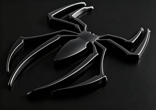 Image of 2PCS 3D Spider Emblem Car Sticker Metal Chrome Silver Spider Badges Sticker for Universal Car Vehicle, Truck, Motorcycle, RV, Scooter, SUV, Door, Window for Headphone Decorations (Black)