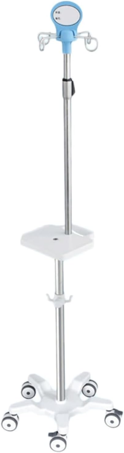 ローリング IV ポールステンレス IV スタンド W/4 フックとトレイ IV バッグホルダー高さ調節可能な IV ポールスタンド