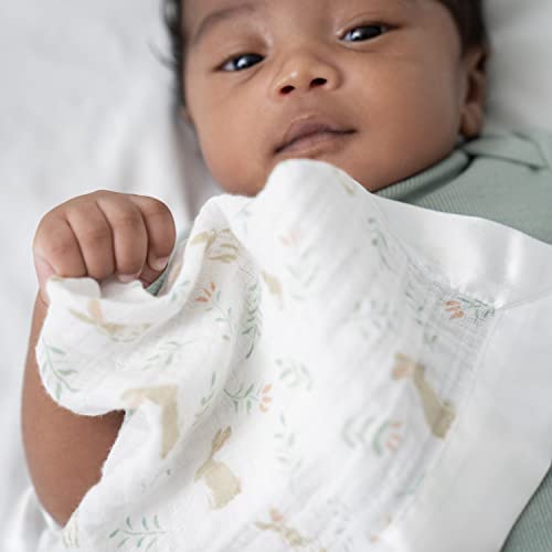 Image of aden + anais Essentials Issie Security Blankets, Super Soft 100% Cotton Muslin, 2 Pack, Blushing Bunnies