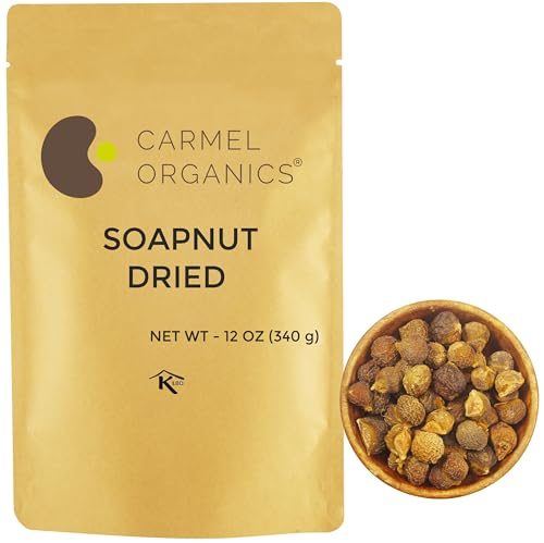 CARMEL ORGANICS Soapnut/Reetha Whole 12 Ounce | Pure Reetha Pods | Natural Hair Cleanser & Conditioner | Chemical-Free & Eco-Friendly No Added Preservatives