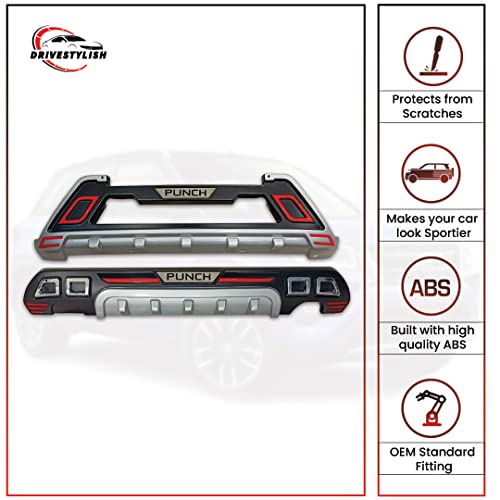 Image of Acrylonitrile Butadiene Styrene (ABS) Front & Rear Bumper Protector Guard for Tata Punch