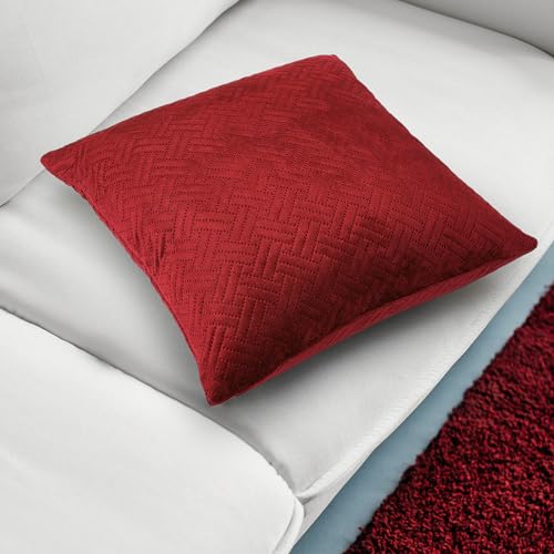 Image of Encasa XO Velvet Cushion Covers, No Inserts, 20 inchx20 inch, Red