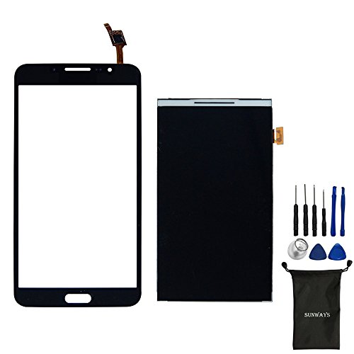 sunways LCD Display Digitizer Ribbon Screen Replacement + Touch Digitizer Glass Lens Screen Replacement for Galaxy Mega 2 SM-G750 G750F G750A G750H with Device Opening Tools
