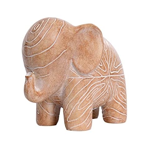 Kakizzy Elephant Sculpture Home Decor, African Sculpture Statue Animal Figurines Desktop Bookshelf Decoration Resin Elephant Figurines Decor Modern Accent for Living Room(1Pack, Small ) Cover